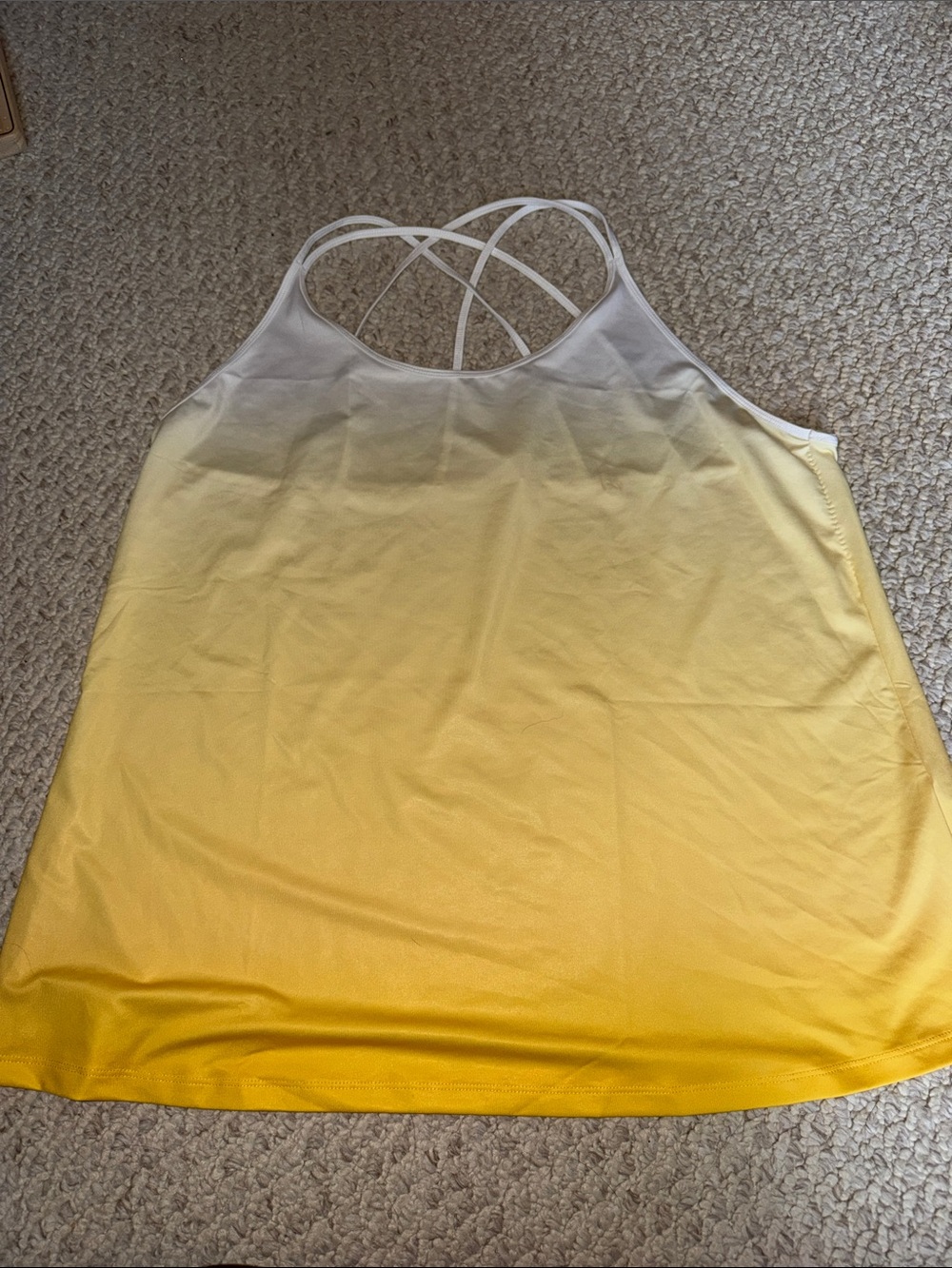 Ideology White to Yellow Ombre Crisscross Tank Top